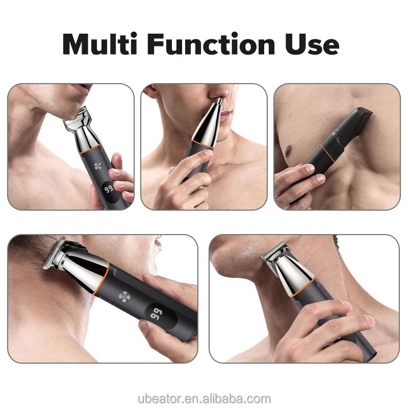 All in One Grooming Kit Hair Beard Trimmer for Men Rechargeable Electric Shaver Body Trimmer Eyebrow Nose Ear Waterproof