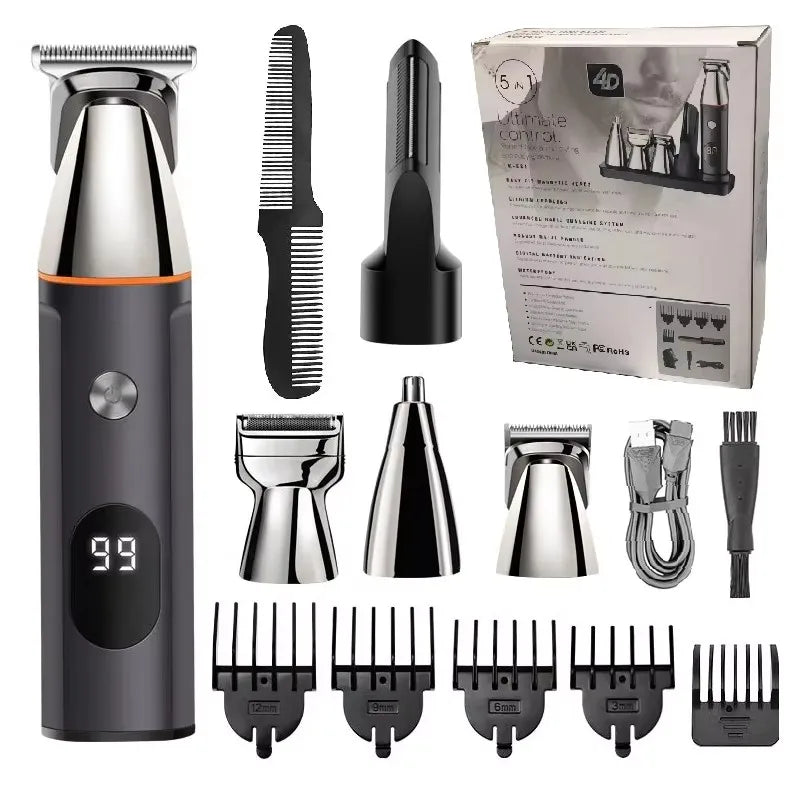 All in One Grooming Kit Hair Beard Trimmer for Men Rechargeable Electric Shaver Body Trimmer Eyebrow Nose Ear Waterproof