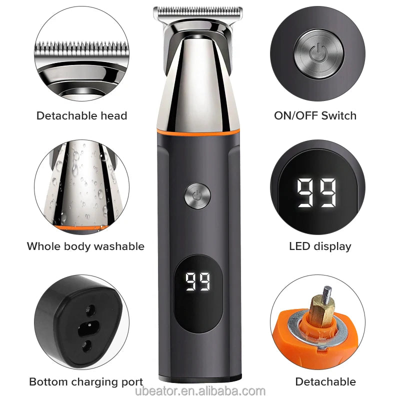 All in One Grooming Kit Hair Beard Trimmer for Men Rechargeable Electric Shaver Body Trimmer Eyebrow Nose Ear Waterproof